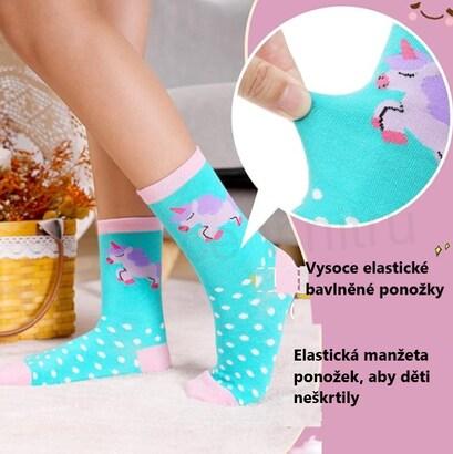 Dívčí veselé bavlněné ponožky jednorožec velikost 29 až 32 (W227)