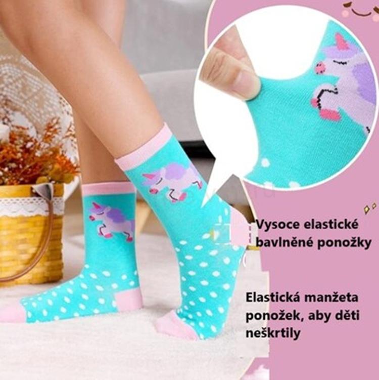 Dívčí veselé bavlněné ponožky jednorožec – vel. 29–32 (W227)