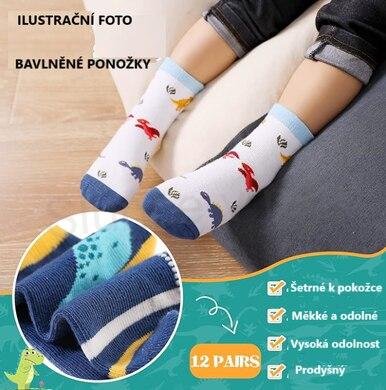 Dětské protiskluzové bavlněné ponožky 6 - 12 měsiců - 2 páry (W231)