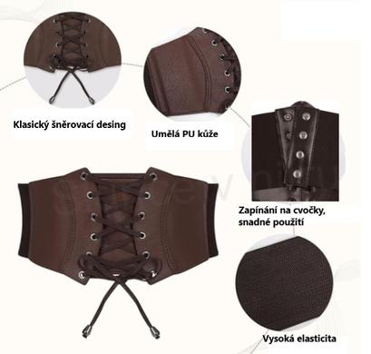 Gotický kožený korzet s druky hnědý délka složený 32 cm (K530)