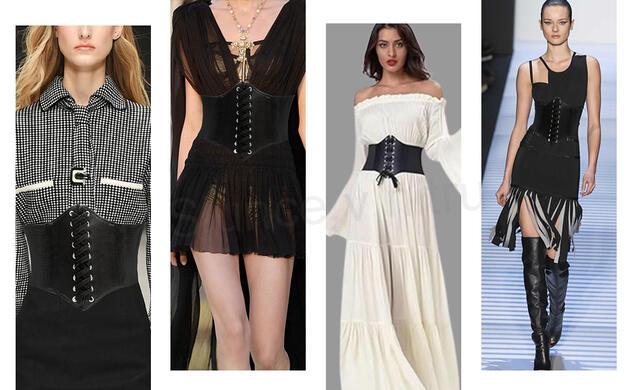 Gotický kožený korzet s druky černý délka složený 32 cm (K531)