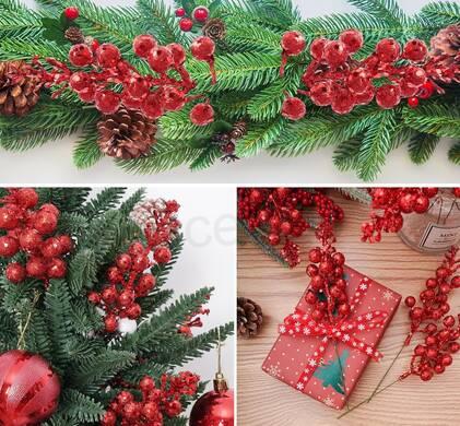 Vánoční bobule, umělá bobule, dekorace, červená (L52)