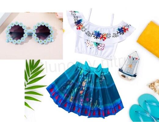 Dívčí dvoudílné plavky s doplňky velikost 3–9 let (W253)