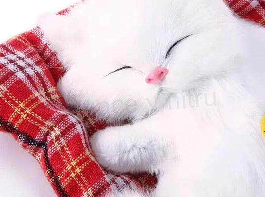 Plyšová hračka kočka se zvukem černo bílá (D1137)