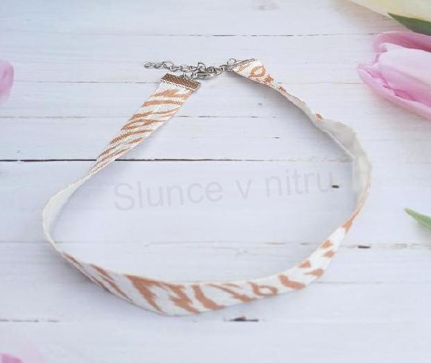 Náhrdelník choker zebra pružný krátký hnědý (BD930)