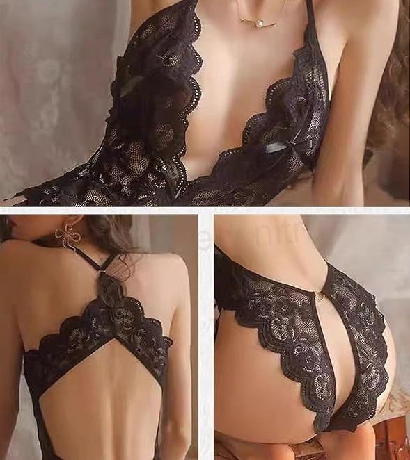 Dámské jednodílné spodní krajkové prádlo velikost 3XL černé (K614)