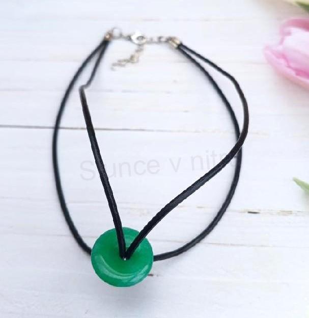 Minerální zdvojený náhrdelník choker jadeit donut (X2052)