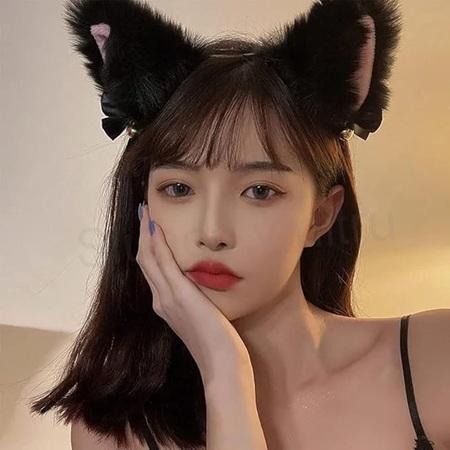 Čelenka s kočičími oušky + choker se srdcem (H698)