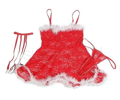 Vánoční krajkové spodní prádlo s G String velikost M/L (K665)