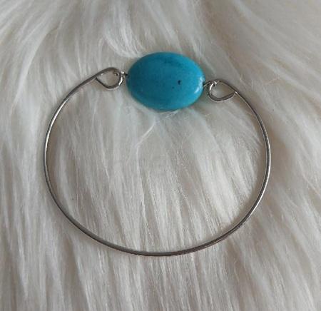 Kovový tyrkysový náramek 2 kusy (BC645)