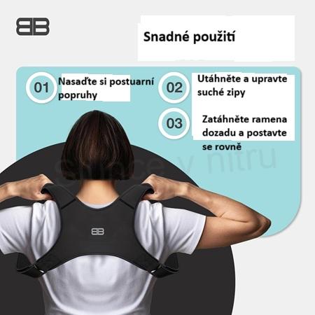 Rovnací pás na záda – velikost M černý (F86)