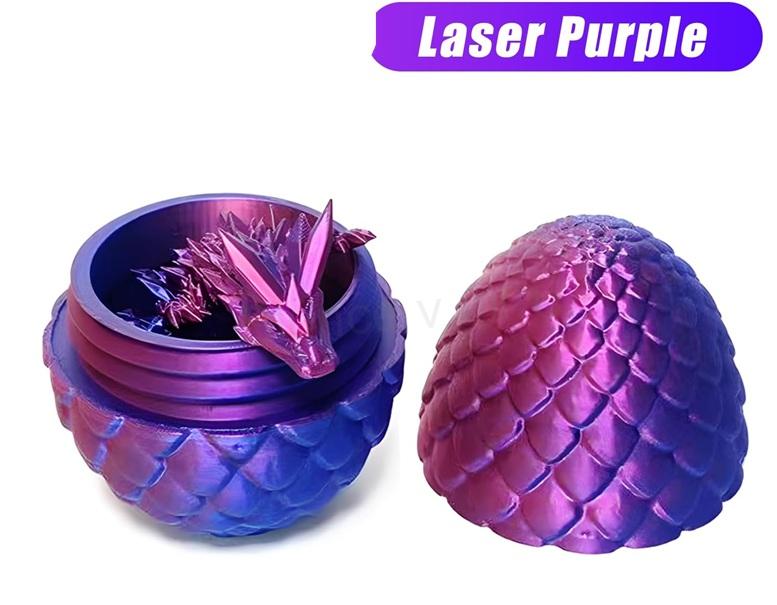 3D tištěné dračí vejce – pohyblivý drak uvnitř, laserově fialové (D1250)
