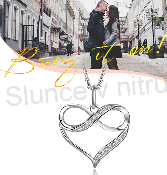 Postříbřený přívěsek Srdce a Nekonečno (BE28)