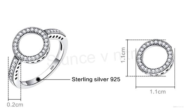 Postříbřený prsten s kruhem a zirkony (BE30)