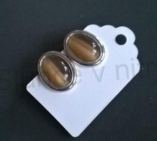 Náušnice klipsy s kočičím okem 15 x 19,2 mm (BB166)