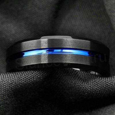 Pánský černý prsten z chirurgické oceli s karbonem (BP264)