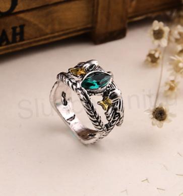 Pánský Aragornův prsten se zeleným krystalem (BP9)