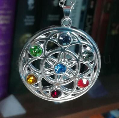 Postříbřený náhrdelník čakrový přívěšek (BD140)