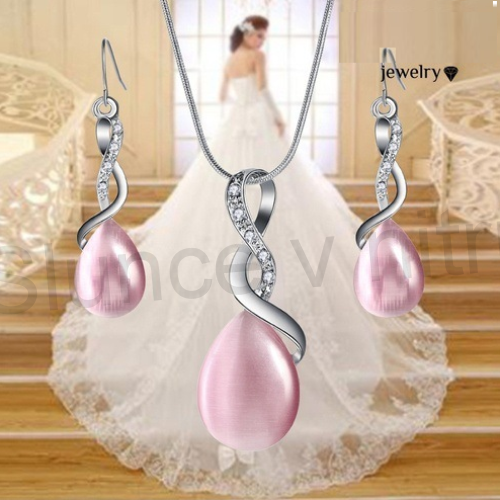 Postříbřená opálová souprava šperků více barev (BS32)