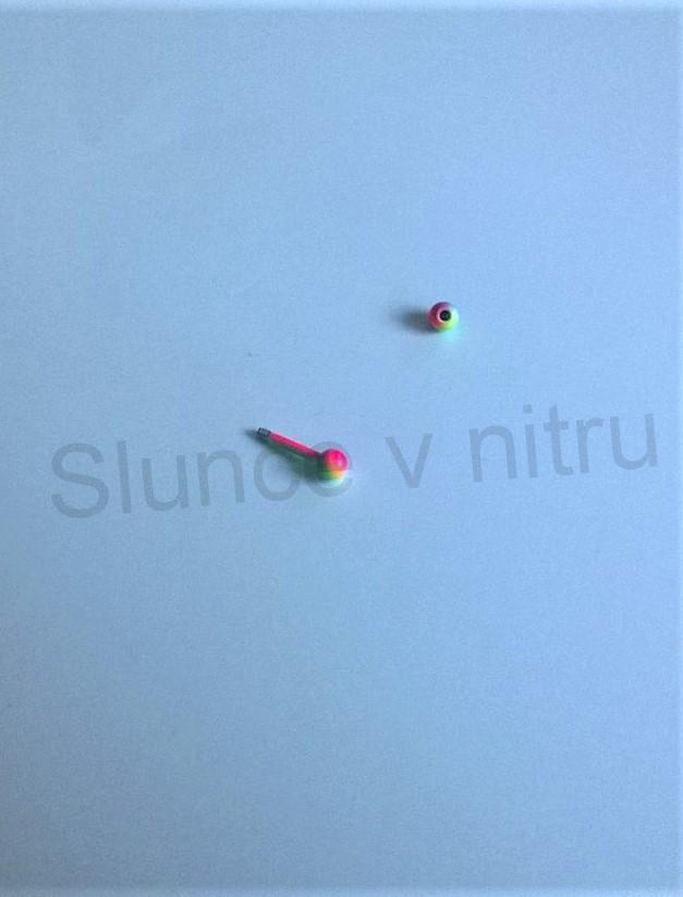 Piercing z chirurgické oceli tyčka s kuličkami barevný 12 mm (BB274)