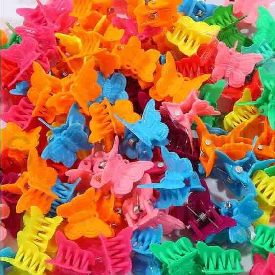 Mini skřipec do vlasů barevný motýlek růžový 17,6 x 18,5 mm (H169)