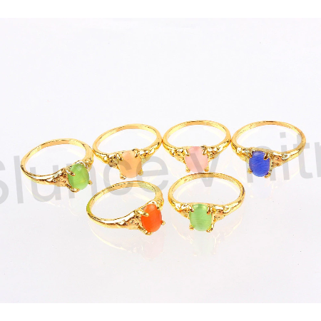 Pozlacený prsten s polodrahokamenem oranžový (BP149)