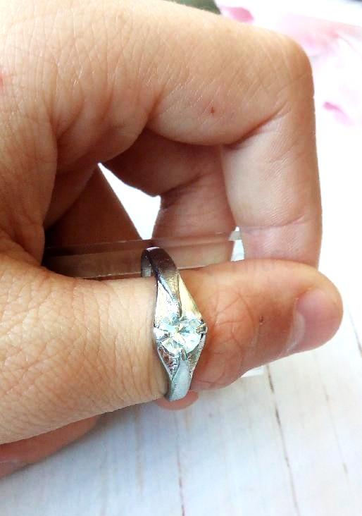 Pokovený prsten s čirým zirkonem velikost 66 (BP154)