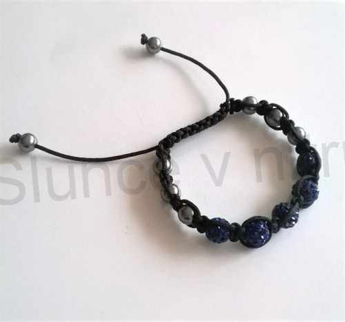 Náramek shamballa s pave korálků Swarovski tmavě modré (BC444)