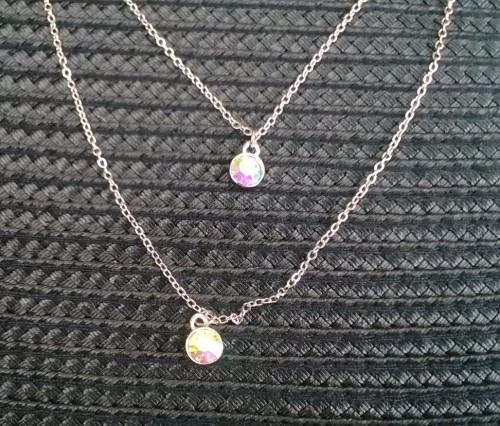 Dvojitý stříbrný náhrdelník se dvěma kamínky (BD230)