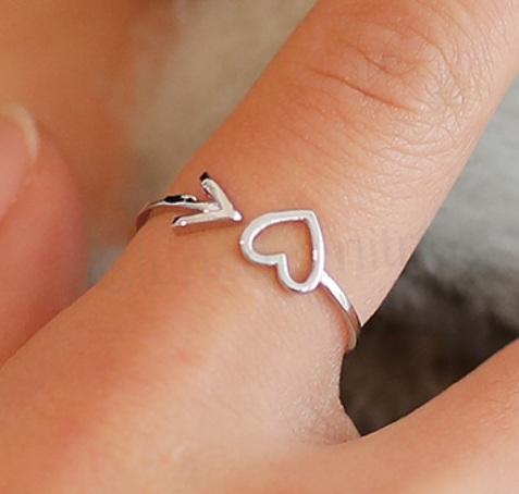 Otevřený prsten Srdce a Šíp růžový (BP165)