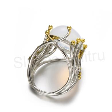 Minerální postříbřený ozdobný prsten s Opalitem (X459)