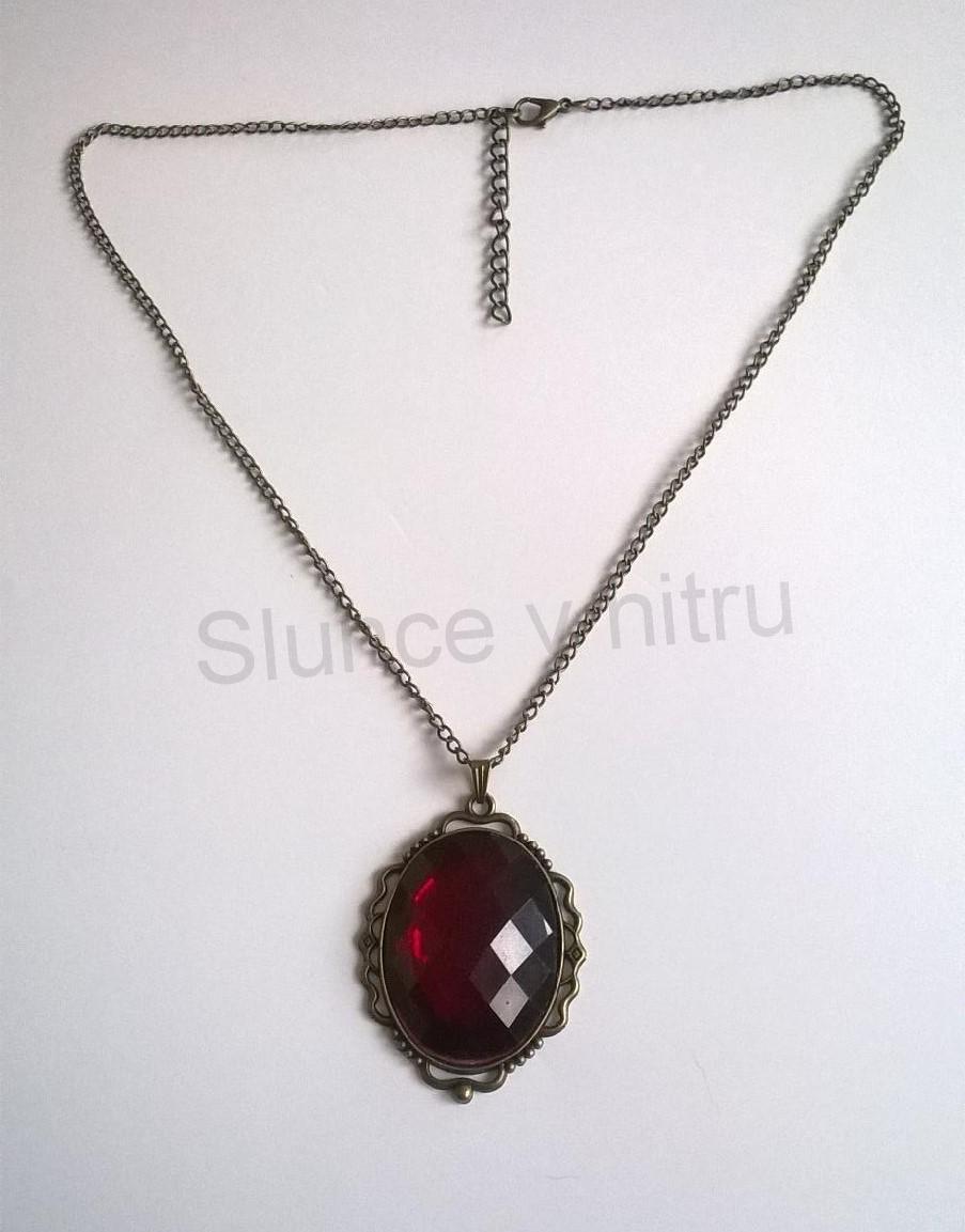 Náhrdelník s přívěškem s přívěškem imitace rubínu (BD331) 