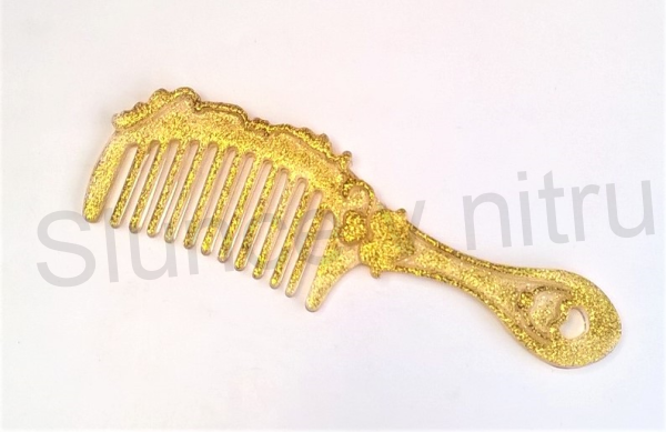 Orgonitový srdíčkový hřeben - zlatý 16,2 X 4,9 cm (PP74)