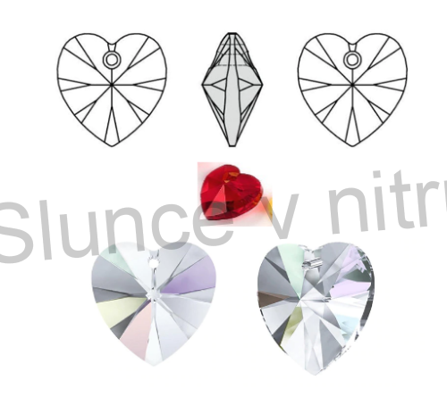 Postříbřený náhrdelník s rakouským křišťálovým srdcem Swarovski (BD504)