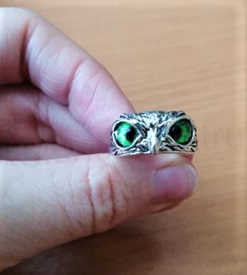 Nastavitelný prsten Sova zelená (BP375)