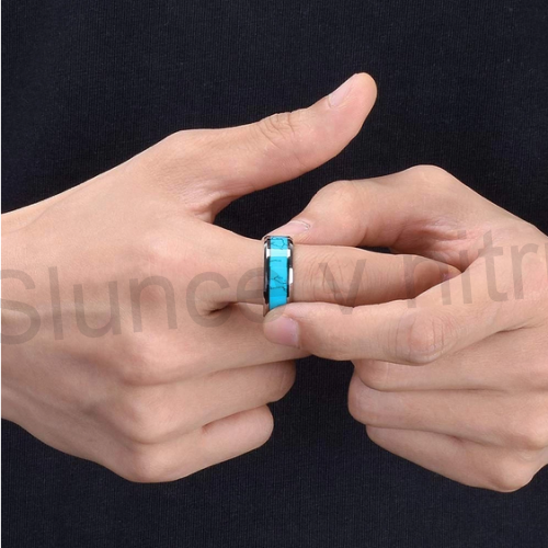 Pánský prsten z chirurgické oceli a tyrkenitu (BP390)