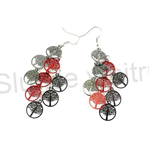 Dlouhé visací náušnice strom života barevné (BB684)