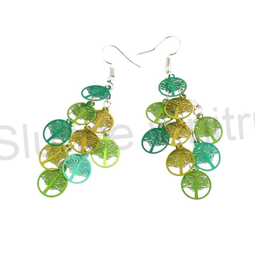 Dlouhé visací náušnice strom života barevné (BB686)