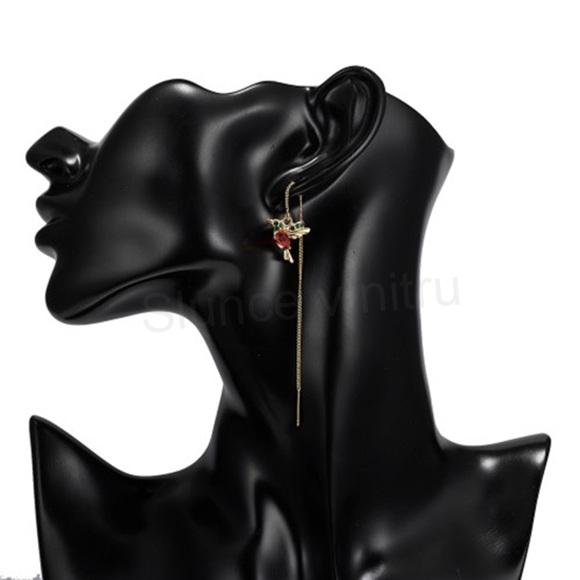 Dlouhé závěsné, visací náušnice kolibřík modré (BB687)