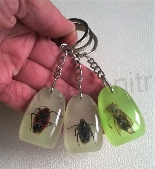 Klíčenka s hmyzem zalitá v pryskyřici sviticí (PP171)