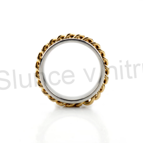 Pánský prsten z chirurgické oceli a řetízkem (BP400)