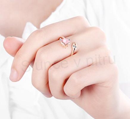 Nastavitelný prsten Liška - Fox s kočičím okem (BP401)