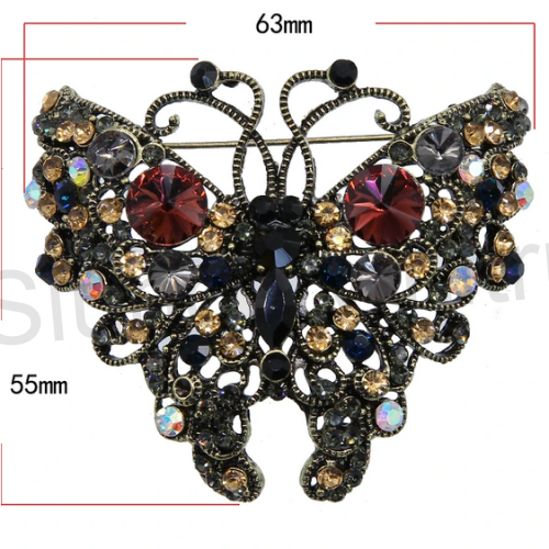 Brož Motýl swarovski elements 6,3 x 5,5 cm (HB110)
