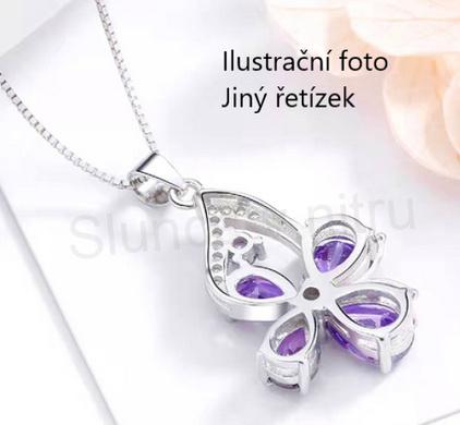 Náhrdelník ametyst kytička se zirkony (X1474)