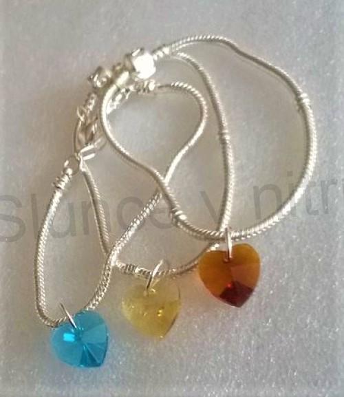 Pandora náramek swarovski elements růžové srdce (BC557)