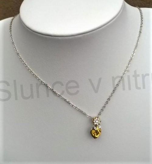 Náhrdelník s přívěškem slunečnice s krystalem (BD664)