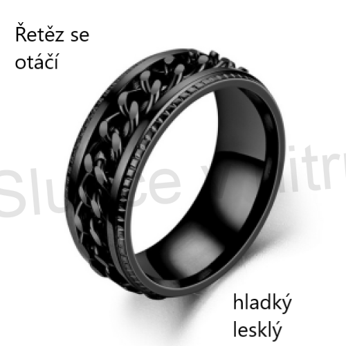 Pánský prsten z chirurgické oceli a řetízkem (BP318)