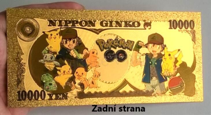 Pozlacená bankovka Pokemon - plaketa číslo 3 (MA21)