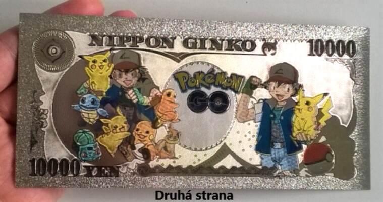 Postříbřená bankovka Pokemon - plaketa číslo 2 (MA24)