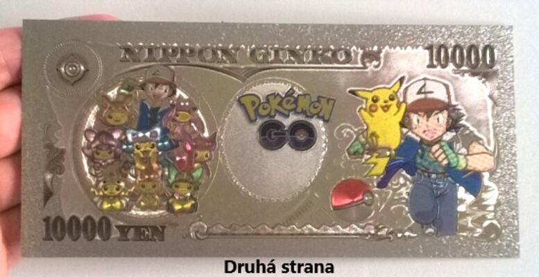 Postříbřená bankovka Pokemon - plaketa číslo 5 (MA26)